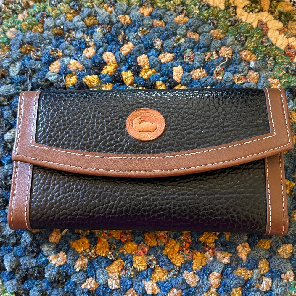 Dooney & Bourke Black and Tan Leather Wallet